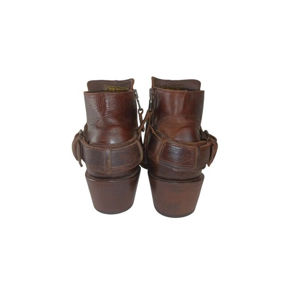 JB Dillon Women’s Western Brown Leather Short Ankle Boots Buckle Zip Size 8B - Picture 2 of 12
